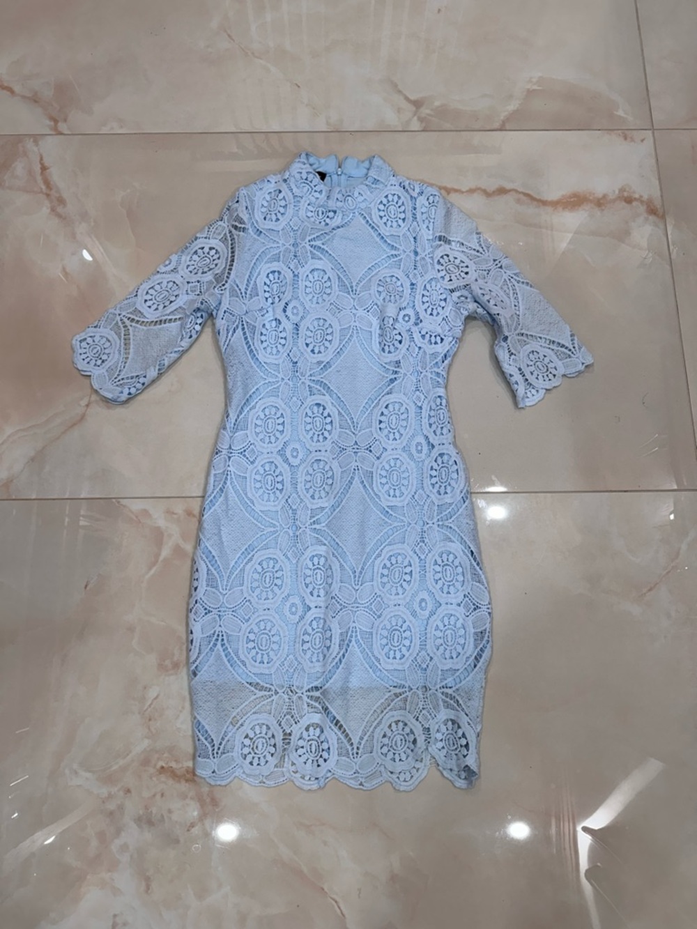 Light Blue Lace Sheath Dress - Elegant Women's Dress